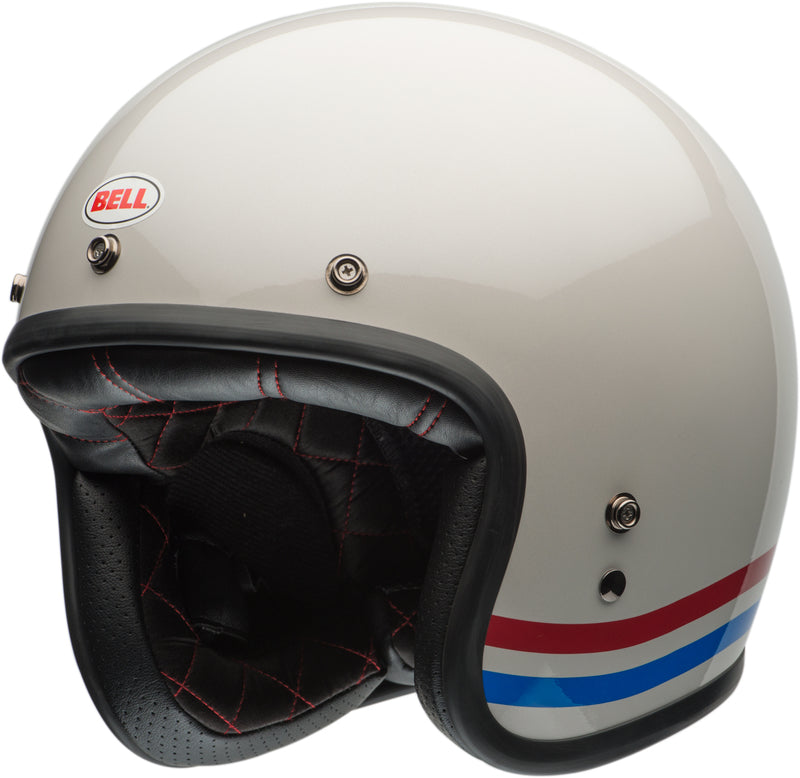 Bell Custom 500 Gloss White Stripes RB motorcycle helmet