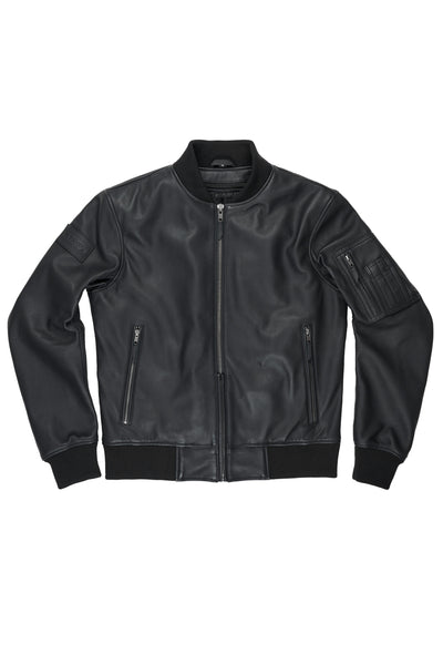 Pando Falcon leather aviator bomber jacket black color at dude bikes motorcycle store