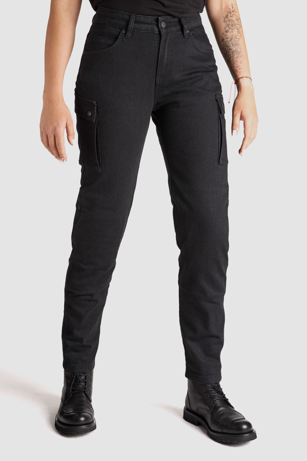 Pando Moto MILA CARGO BLACK – Motorcycle Jeans for Women with Chino St