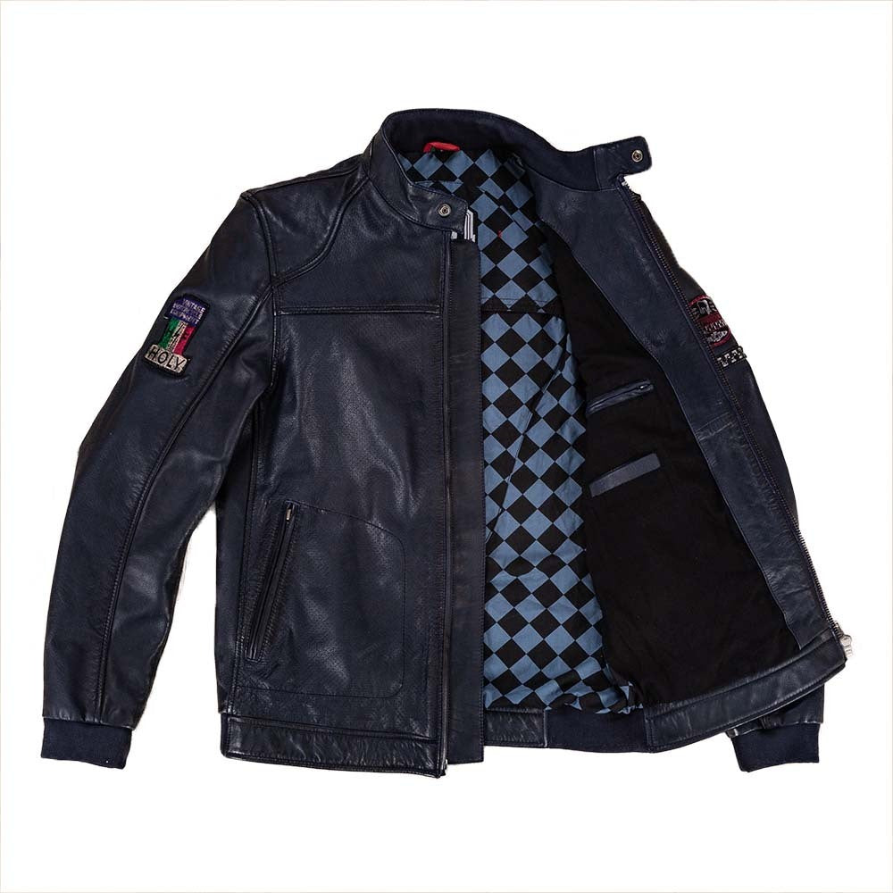 Holyfreedom Due Dark Blue Leather Jacket