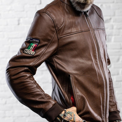 Holyfreedom Due Brown Leather Jacket at Dude Bikes motorcycle store