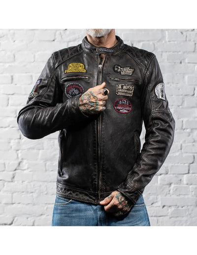 Holyfreedom leather jacket for motorcycle use. Available at Dude Bikes Riga, Latvia.